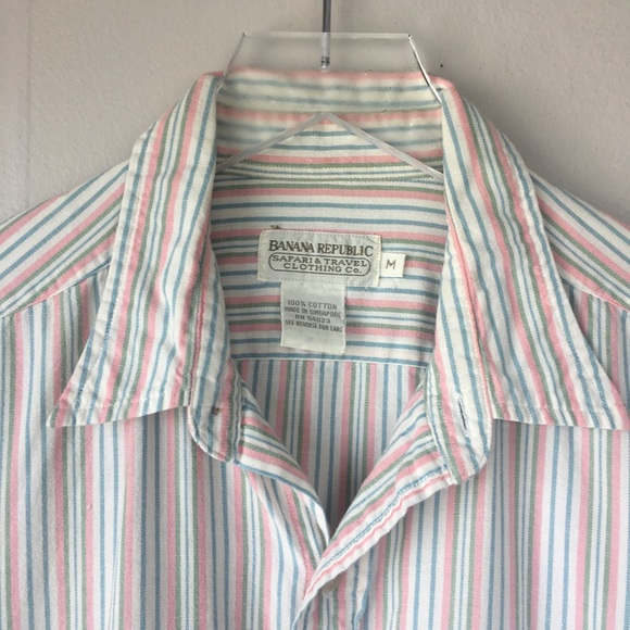 BANANA REPUBLIC Vintage Men’s Striped Button Up M - Picture 7 of 8